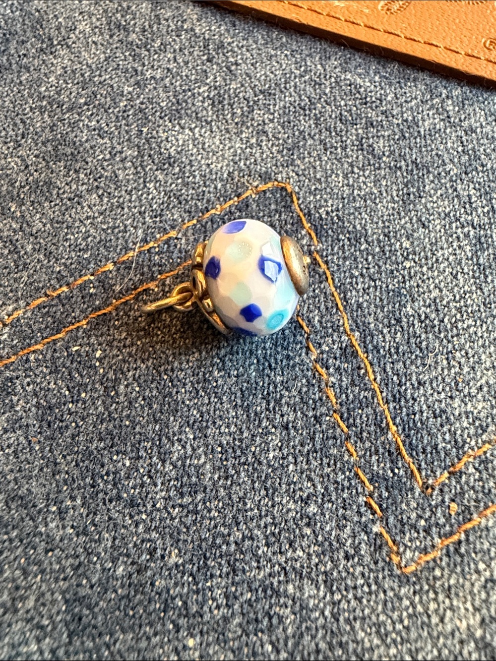 James Avery gentle wave blue speckle glass charm-Retired